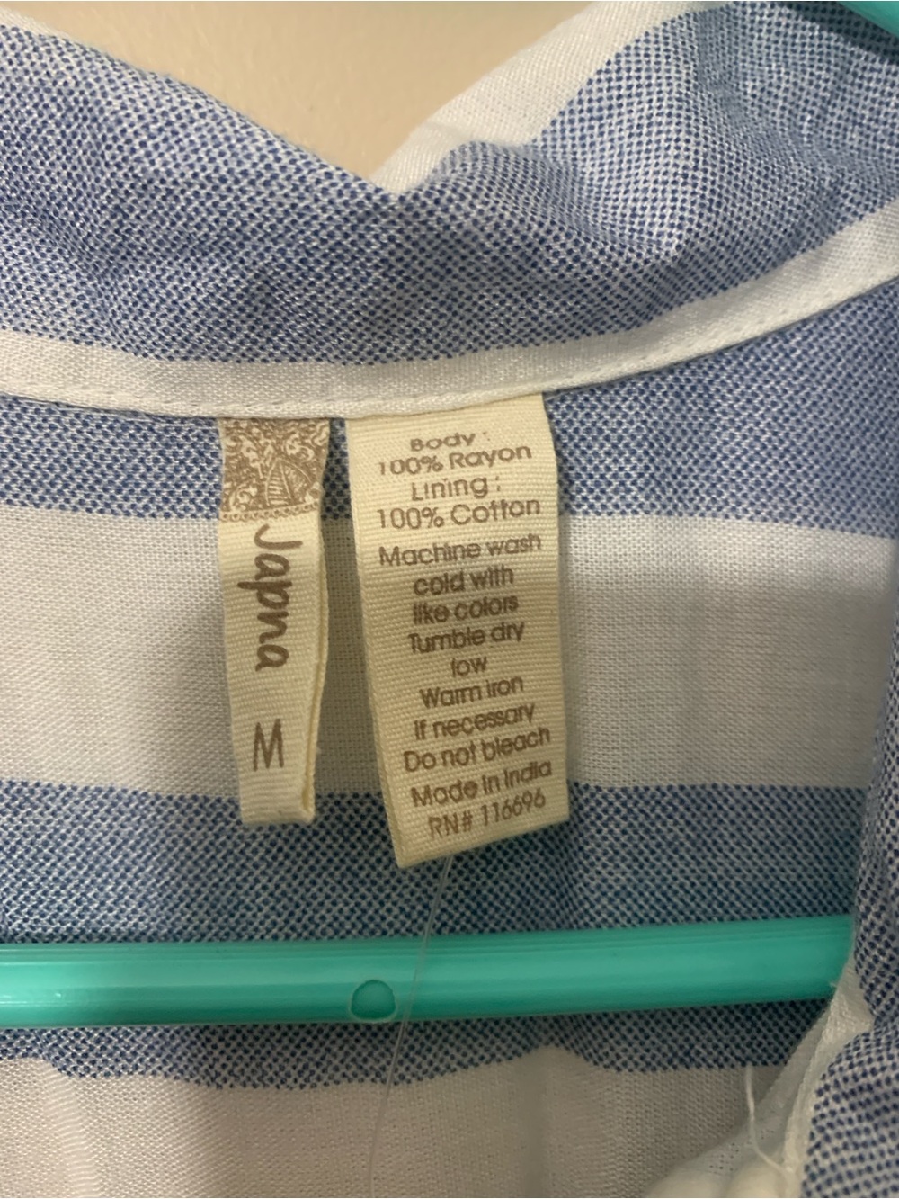 Women’s Japna Blue & White Striped Shirt Dress size Medium - Picture 2 of 12